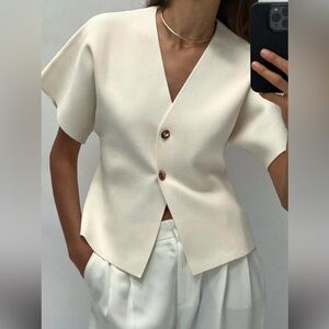 Zara Wrap Cream Knit Blazer